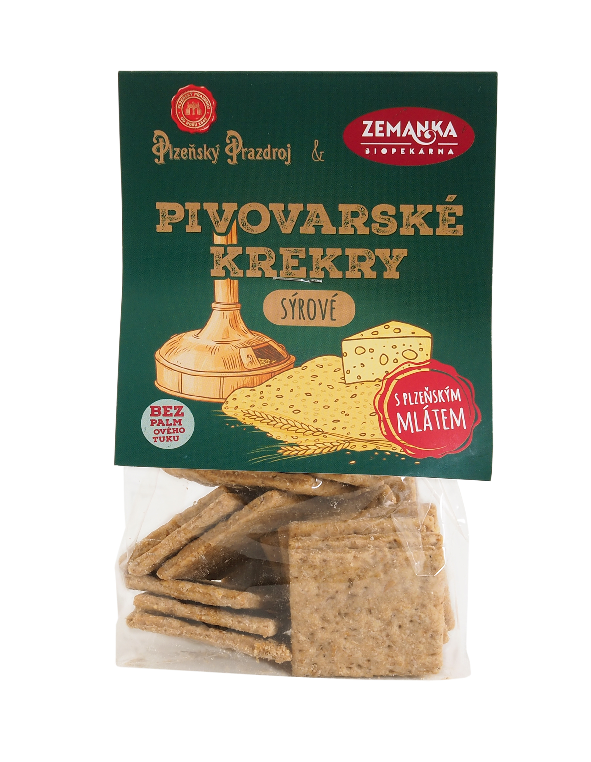 Salty crackers with Plzeňský Prazdroj malt and cheese
