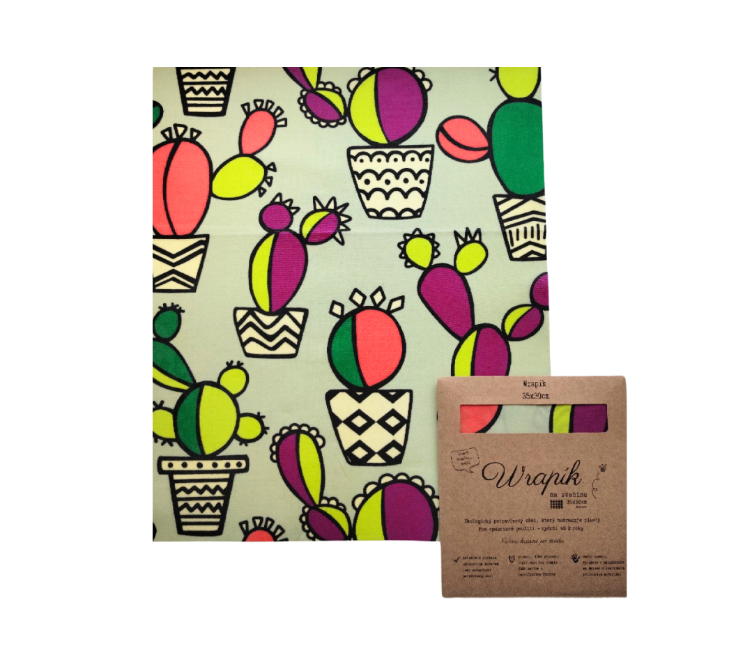 Larger waxed napkin with custom motif on napkin and cover - colorful