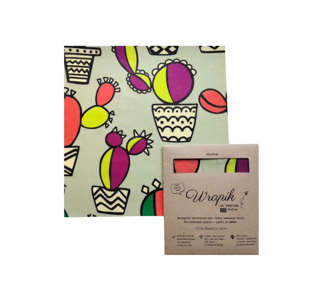 Smaller waxed napkin with custom motif on napkin and cover - colorful