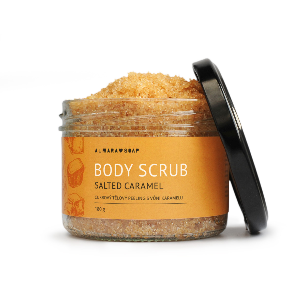 Caramel and pecan scented sugar body scrub 180 g