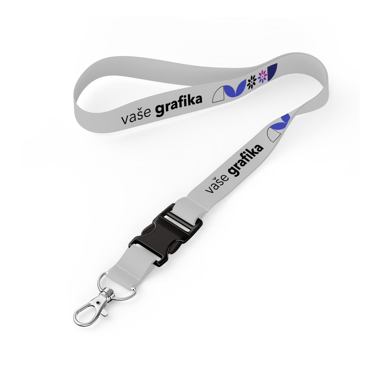Lanyard, 100% polyester, width 20mm, double-sided synchronous sublimation, metal carabiner, plastic clip