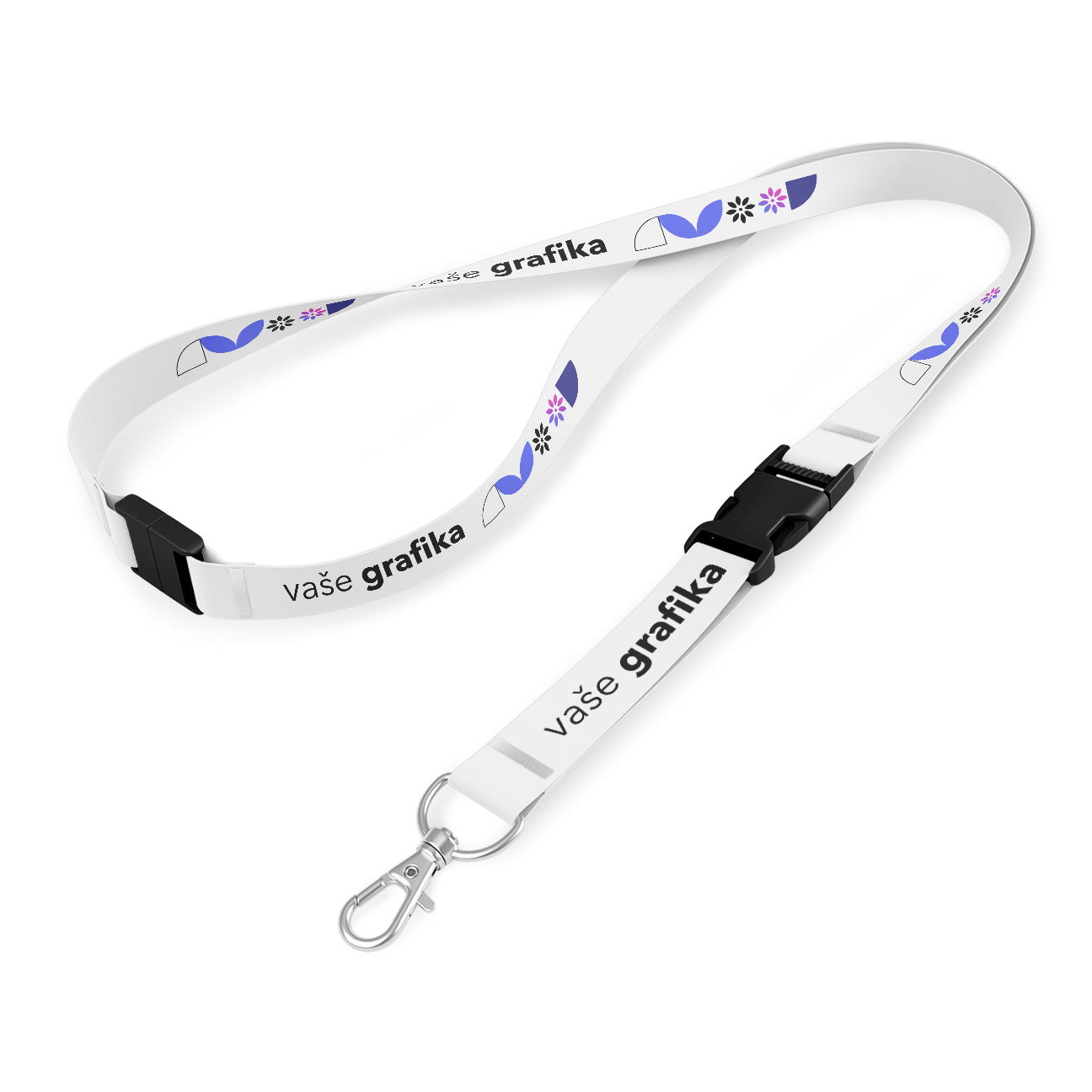 Lanyard, 100% polyester, width 20mm, double-sided synchronous sublimation, metal carabiner, plastic clip, safety clip