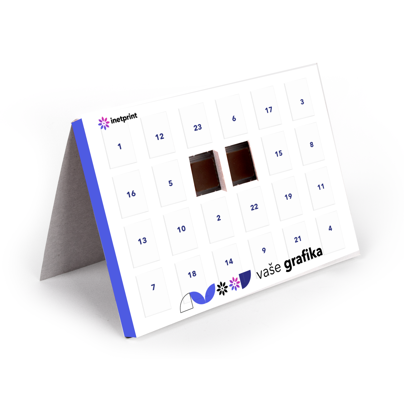 Stolní adventní kalendář A5 s vaším potiskem - mléčná čokoláda