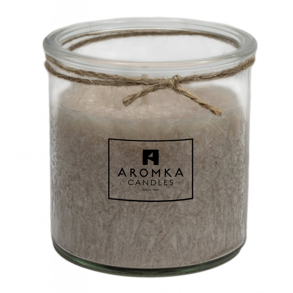 Přírodní vonná svíčka palmová - AROMKA - Recyklované sklo - santalové dřevo