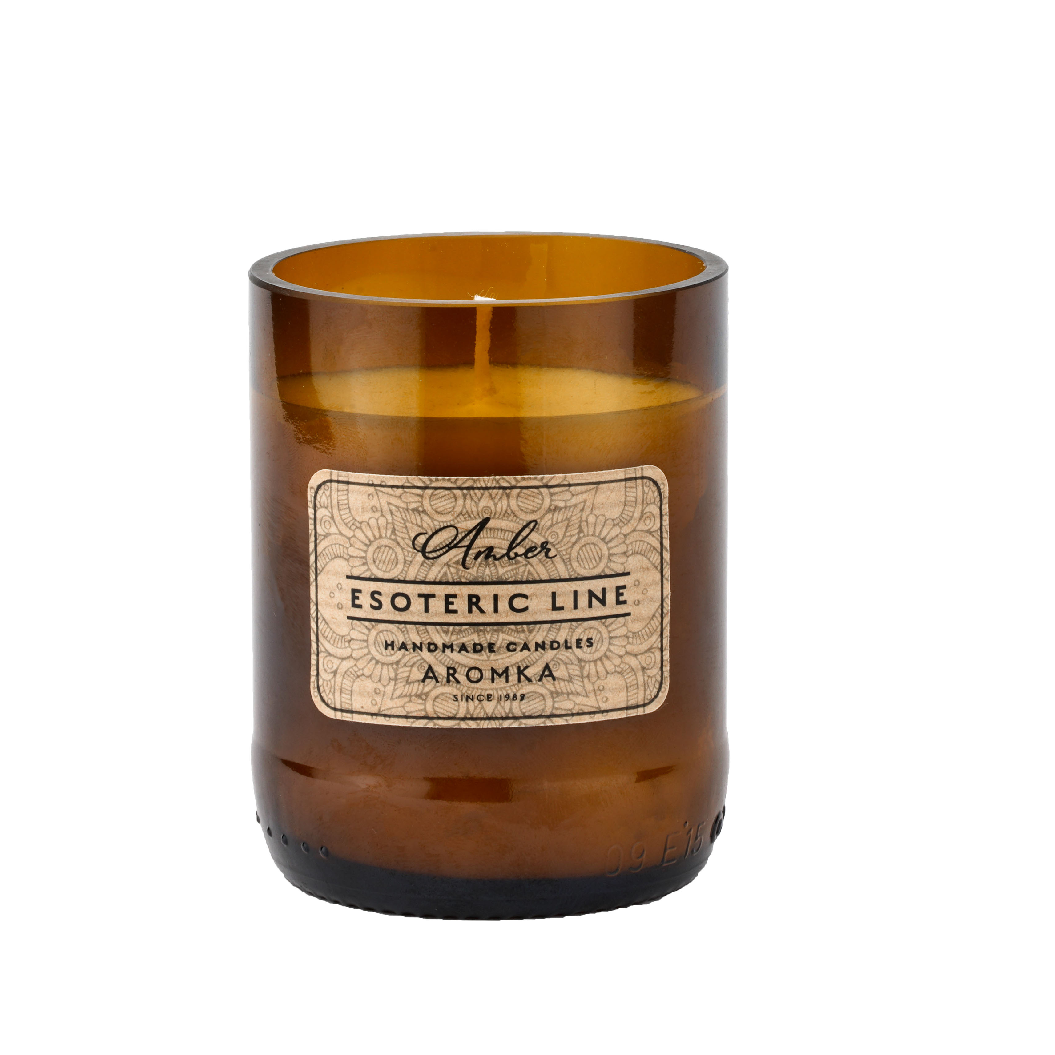 Přírodní vonná svíčka sójová - AROMKA - Pivní láhev v krabičce - ambra