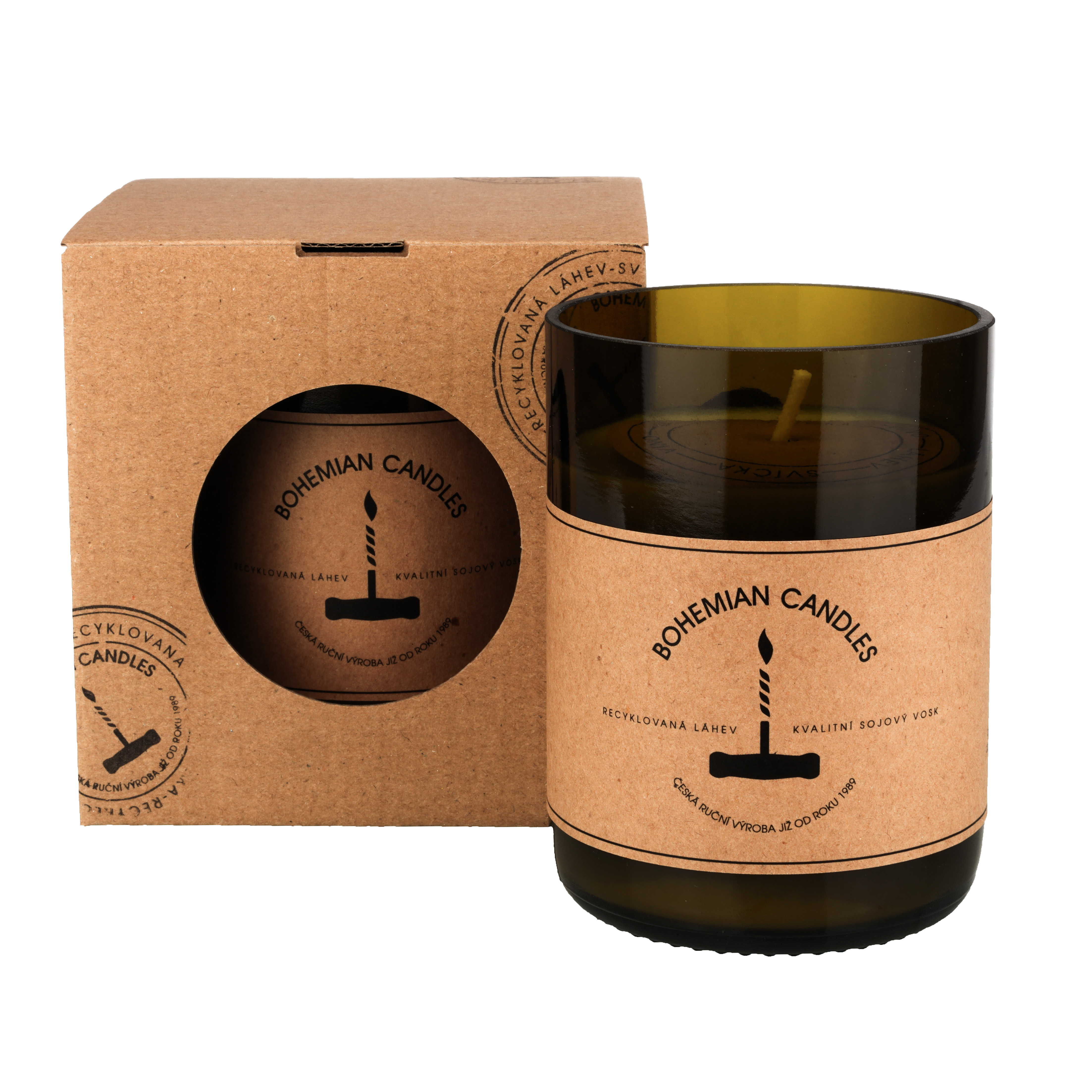 Přírodní vonná svíčka sójová - AROMKA - Sklenice od vína v krabičce - Cabernet