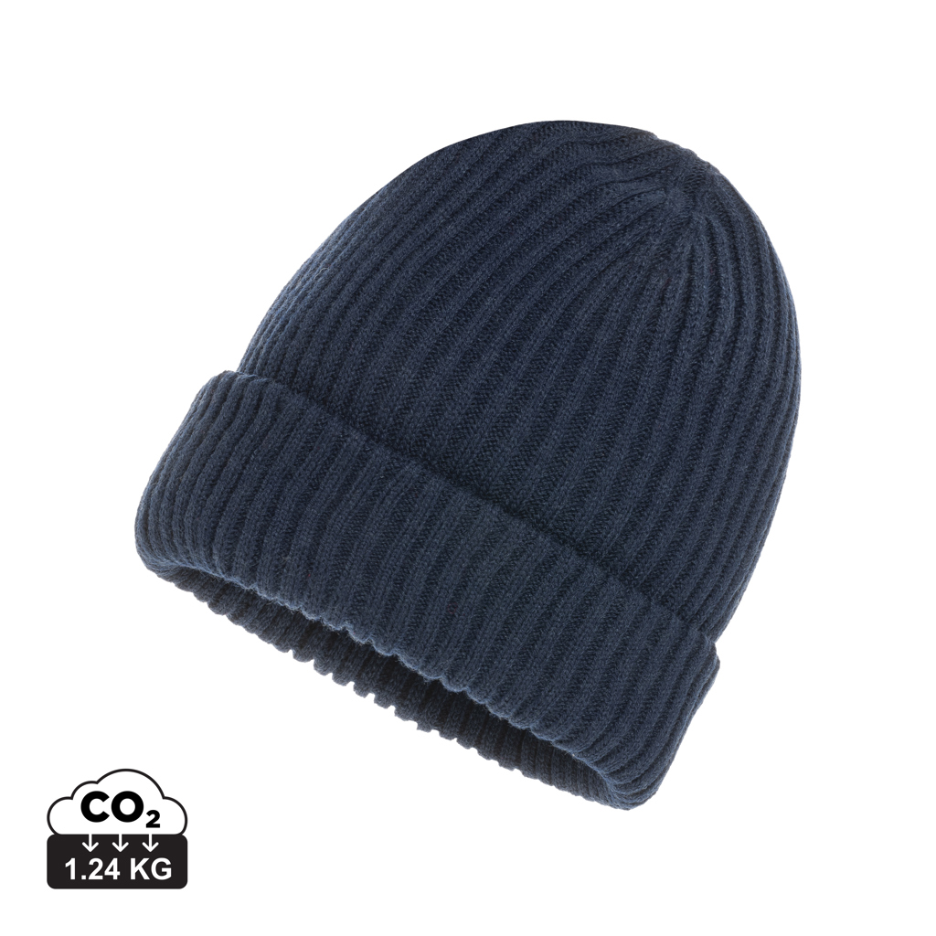 Dvojitě pletená beanie čepice Impact z Polylana® AWARE™ Námořnická modrá