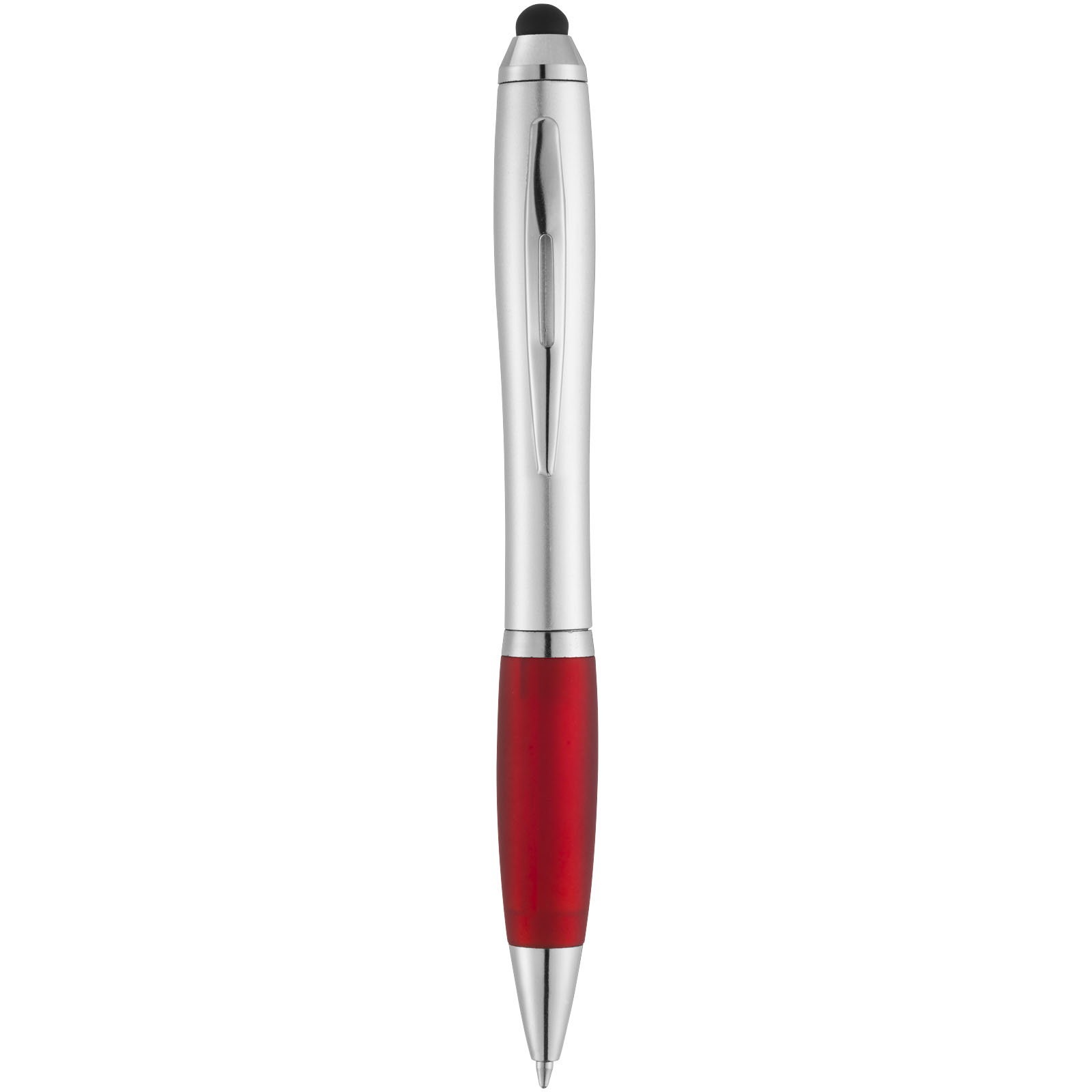 Kuličkové pero se stylusem a barevným úchopem NASH - stříbrná / červená