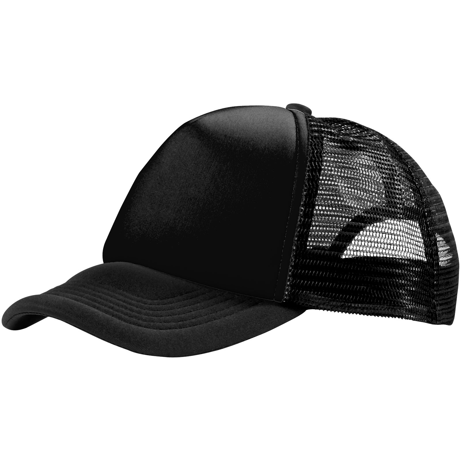 Pětipanelová kšiltovka Elevate Trucker, Solid black, Solid black