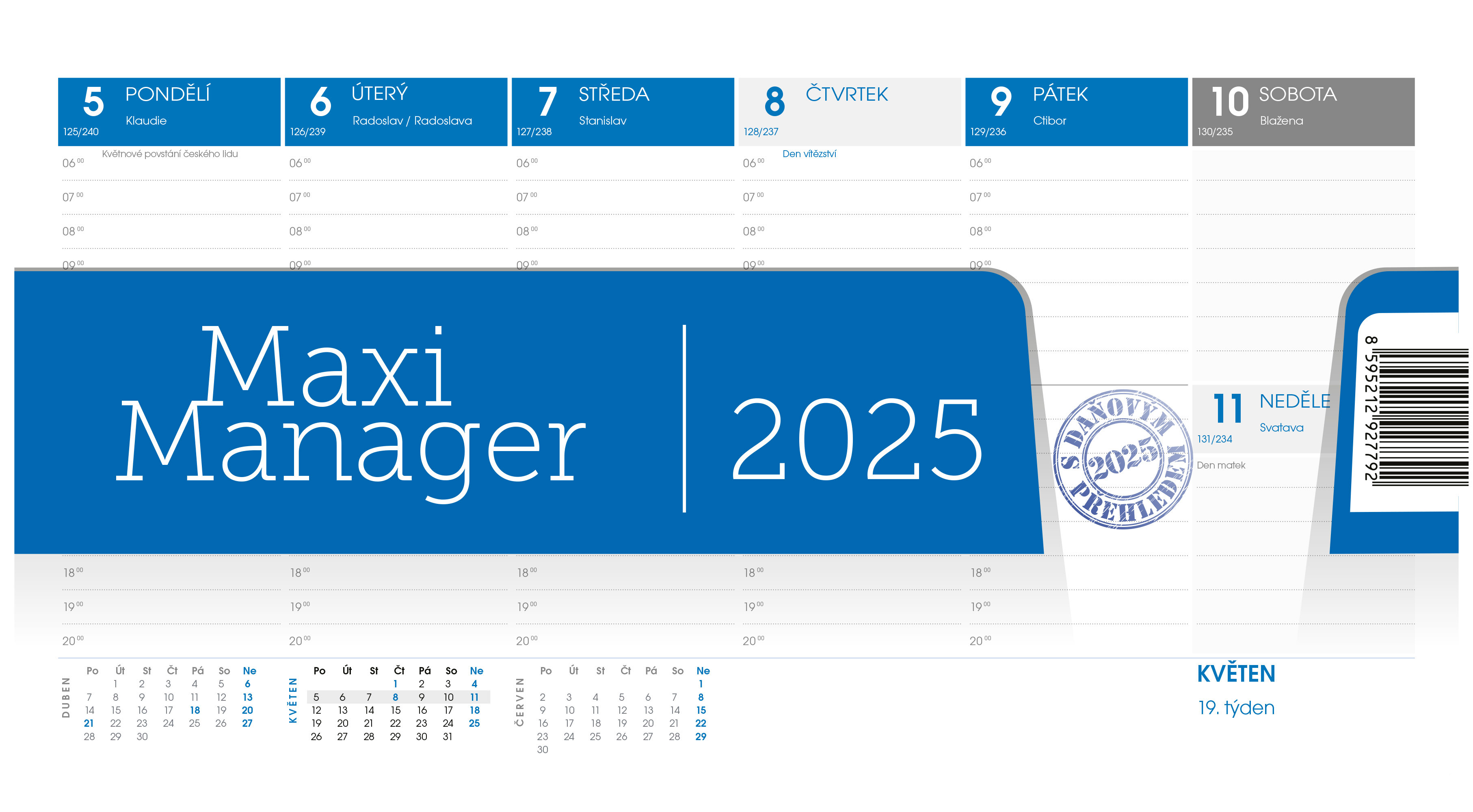 Stolní kalendář Maximanager 2025 - modrá