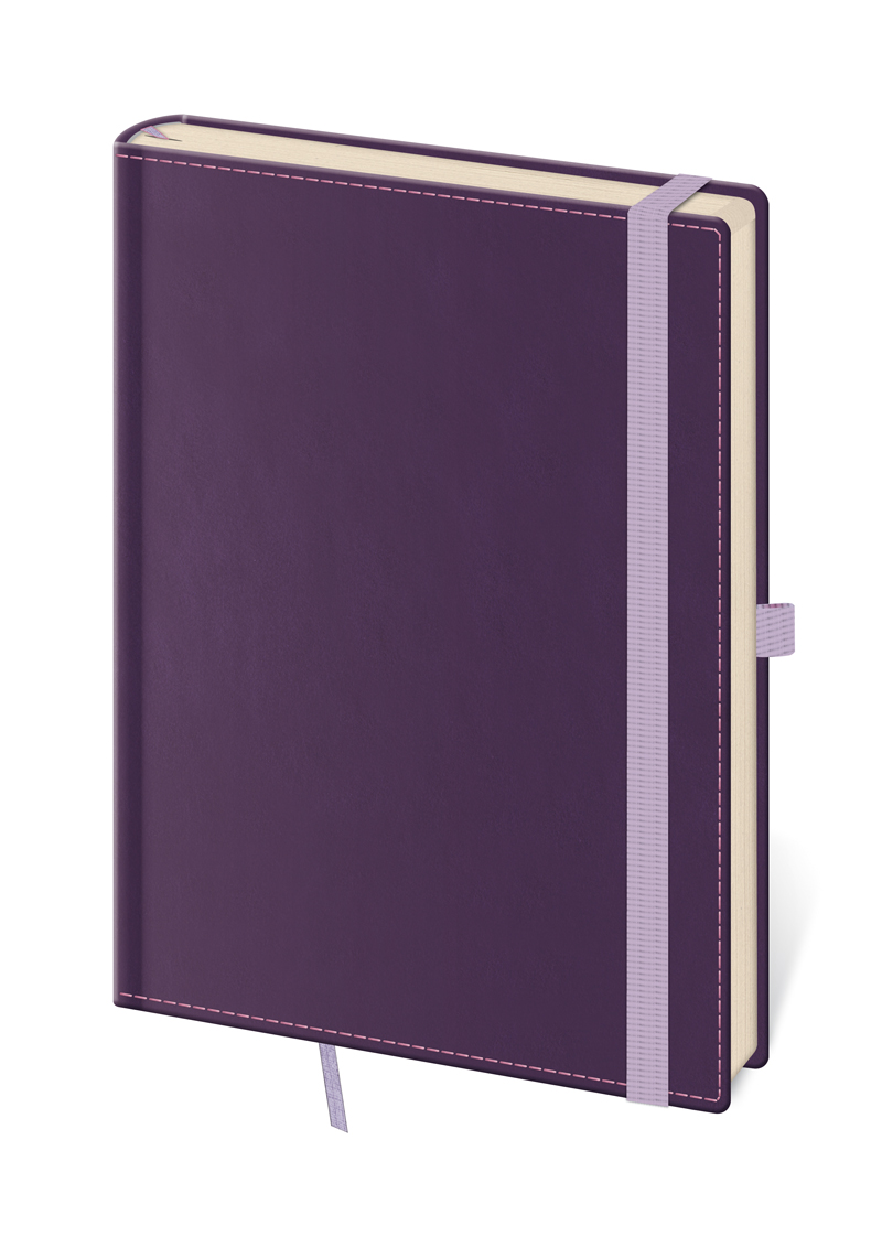 Linkovaný zápisník Double Violet M, 120x165 - fialová