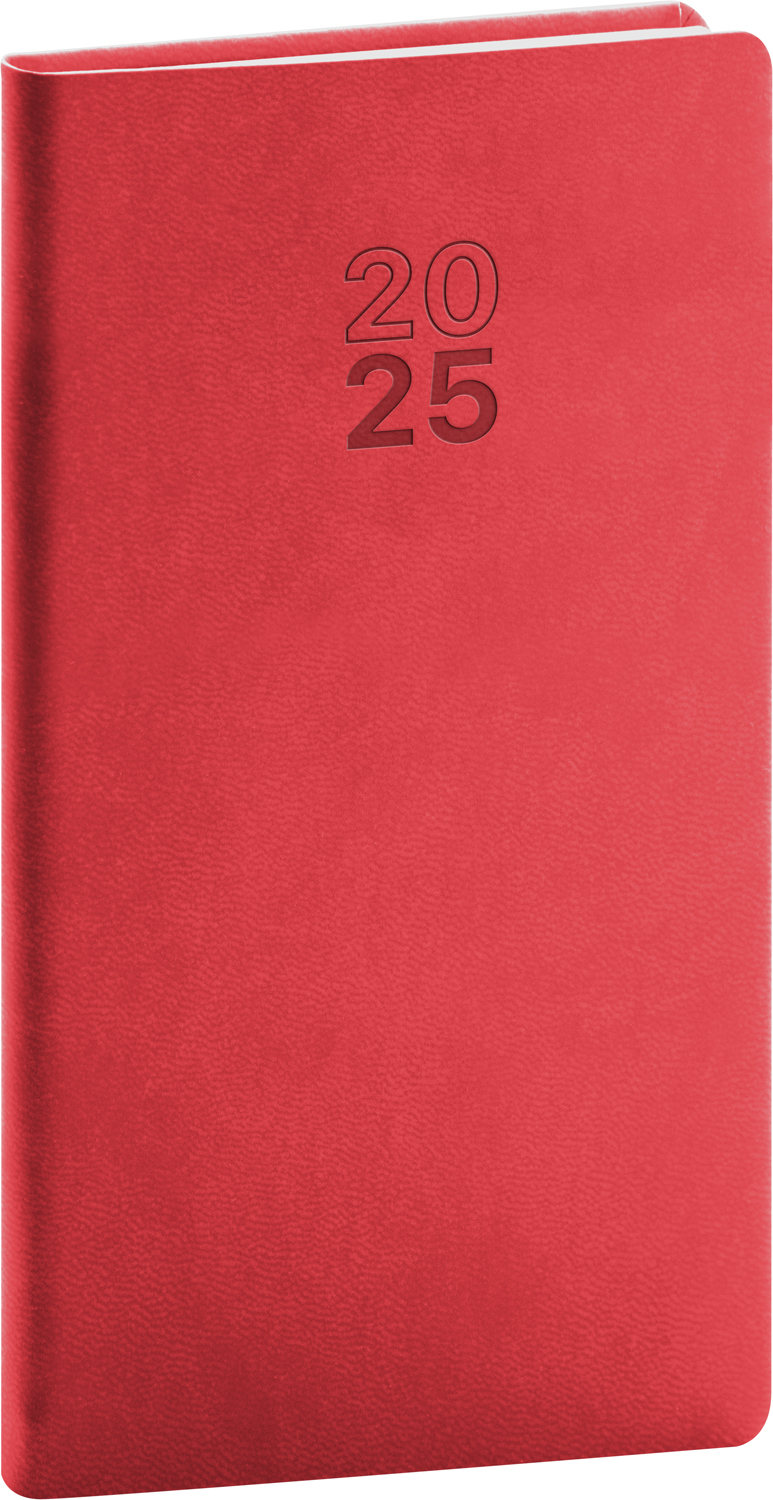 Kapesní diář Aprint 2025, 9x15,5 cm - červená