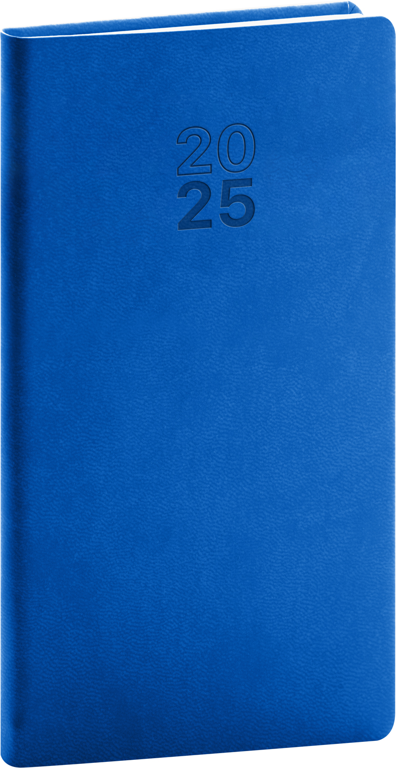 Kapesní diář Aprint 2025, 9x15,5 cm - modrá