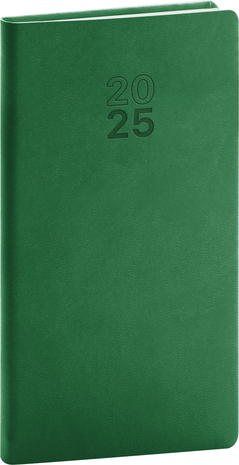 Kapesní diář Aprint 2025, 9x15,5 cm - zelená