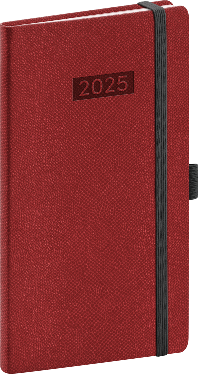 Kapesní diář Diario 2025, 9x15,5 cm - červená
