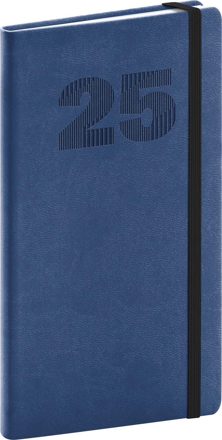 Kapesní diář Vivella Top 2025, 9x15,5 cm - modrá