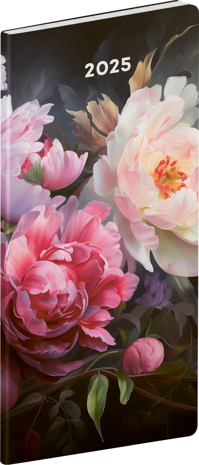 Kapesní diář Květy 2025, 8x18 cm - květy