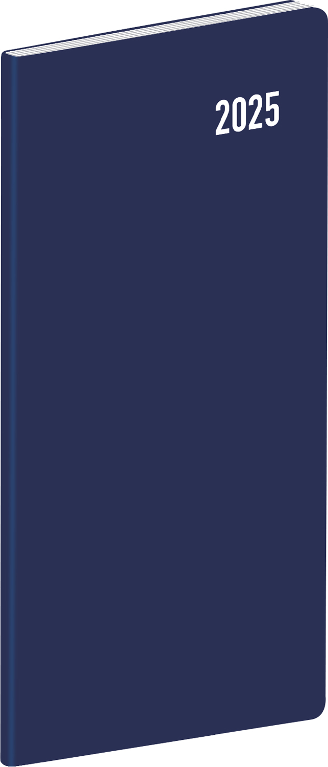Kapesní diář Modrý 2025, 8x18 cm - modrá