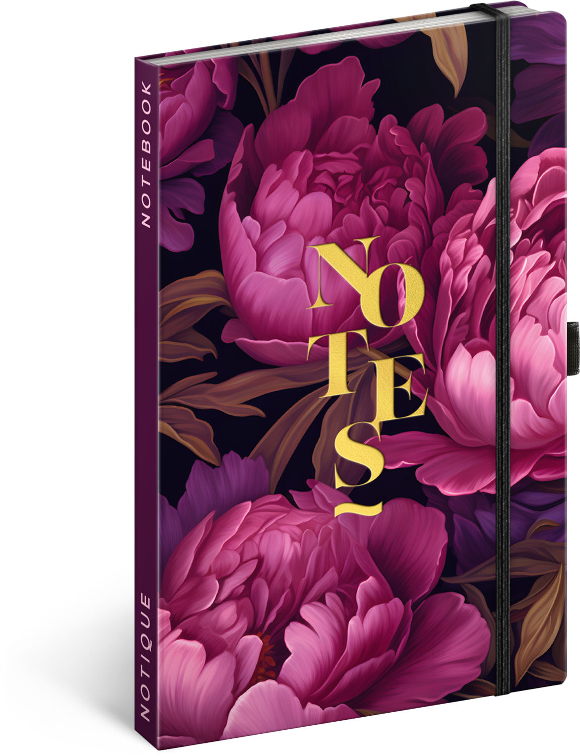 Linkovaný zápisník Fialové květy, 13x21 cm