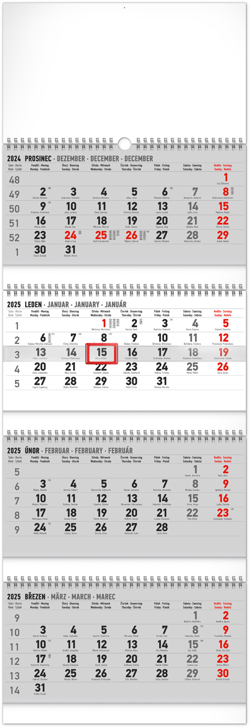 Nástěnný kalendář 4měsíční standard skládací 2025