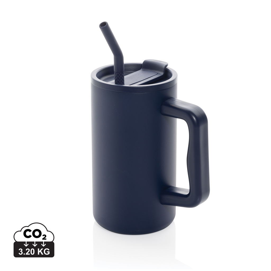 Hrnek Cube z recyklované oceli s certifikací RCS, 800 ml, námořnická modrá