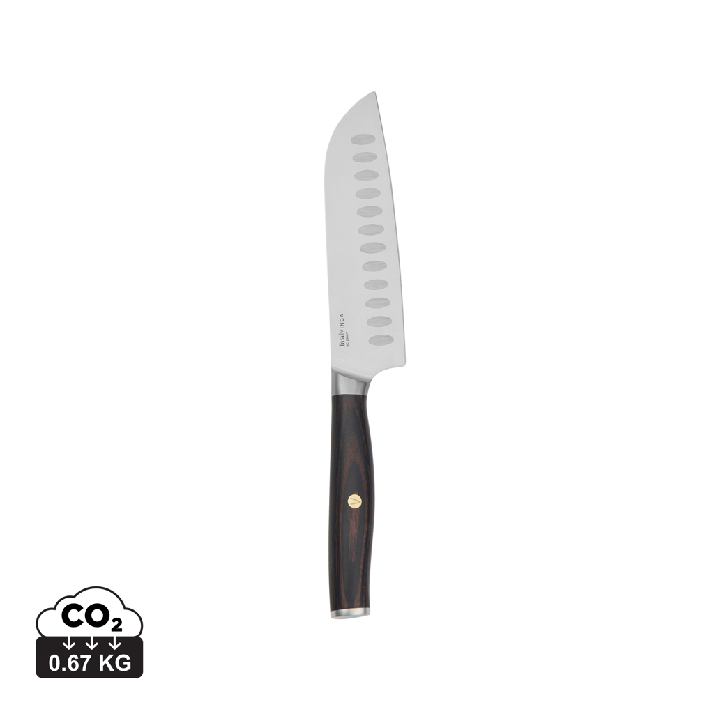 Nůž santoku VINGA Tara z RCS recyklované oceli, 14 cm, steel grey / černá