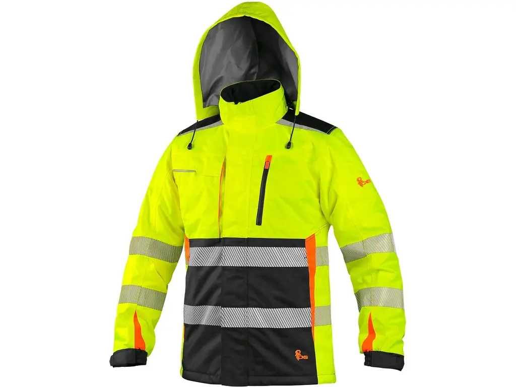 Jacket CXS BENSON, high visible, paded, yellow-black