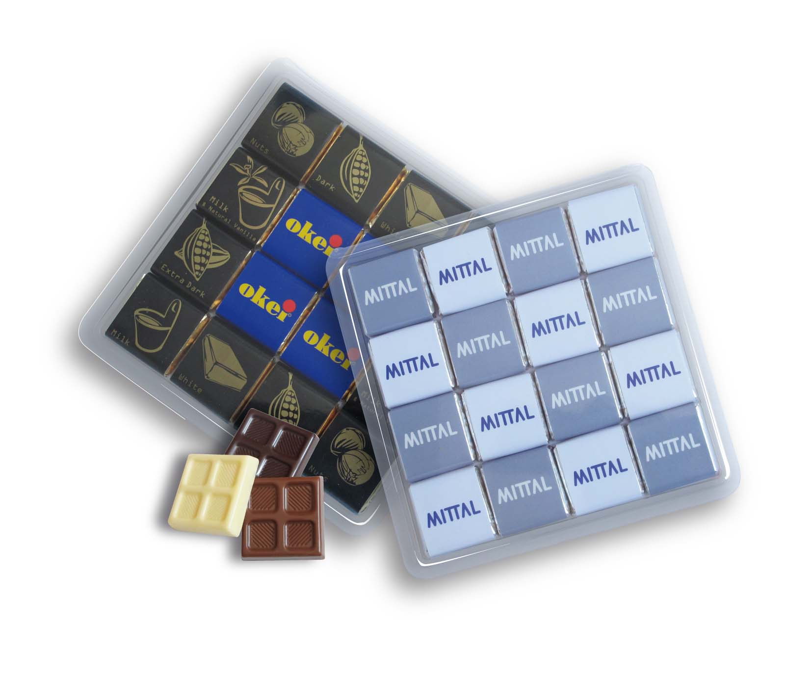 Čokoládová sada 16x5,5 g s vlastním potiskem - každá čokoláda vlastní potisk Čokoládová sada 16x5,5 g s vlastním potiskem - každá čokoláda vlastní potisk