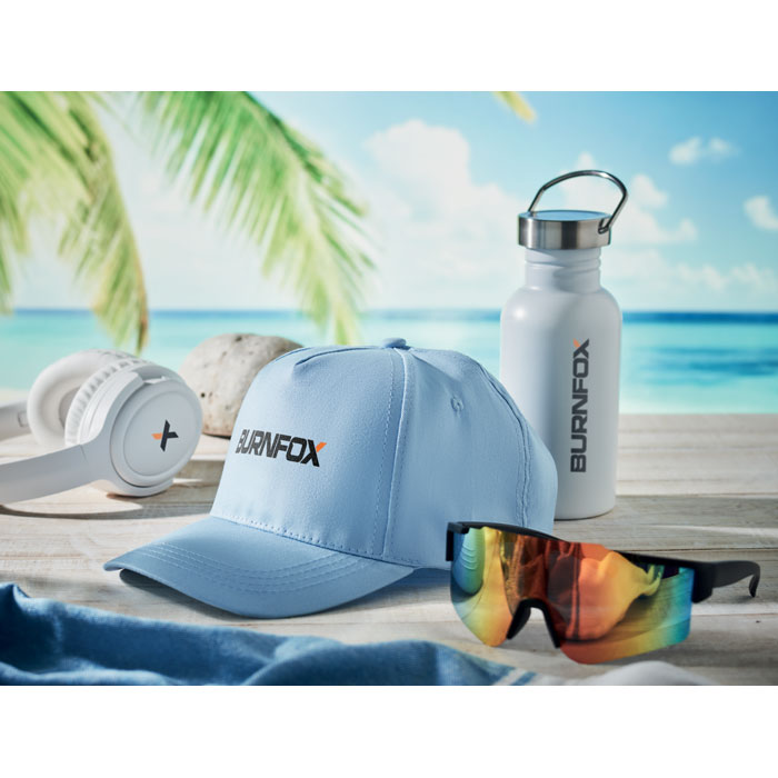 Pětipanelová kšiltovka BUZZ - krémově modrá Pětipanelová kšiltovka BUZZ - krémově modrá