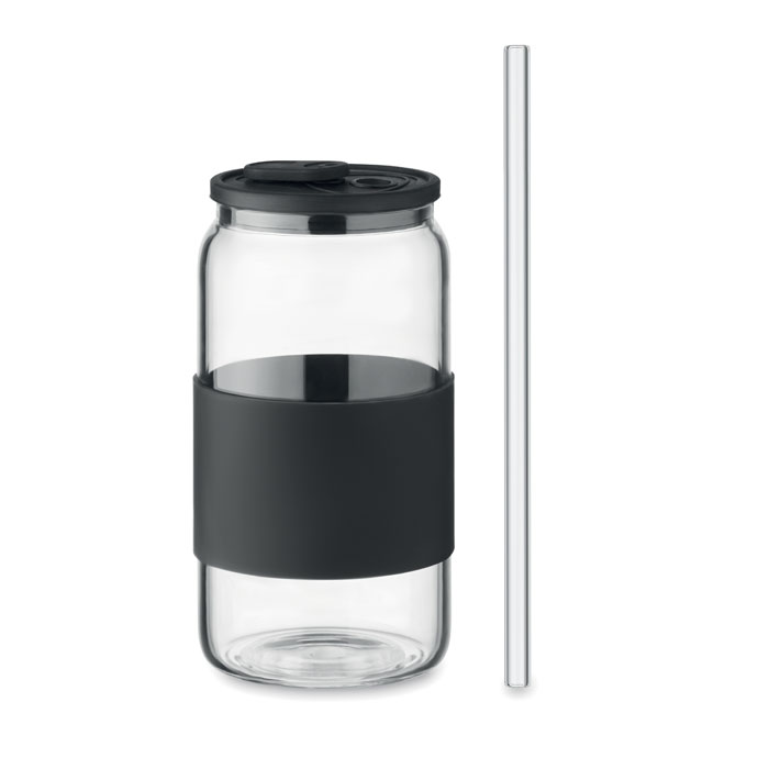 Sklenice s víčkem a brčkem BOROSIP, 550 ml