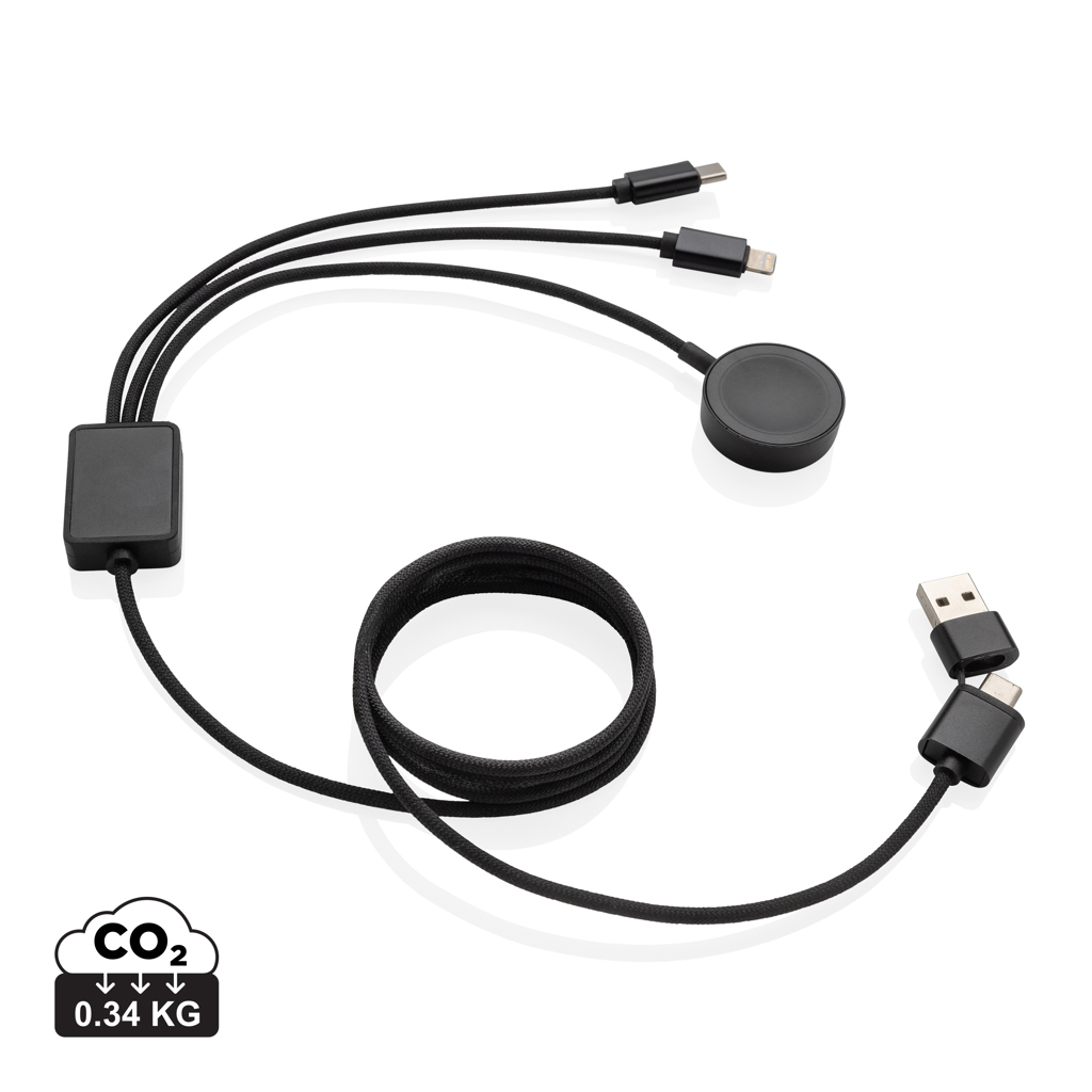 Nabíjecí kabel Terra s nabíječkou hodinek 6 v 1 z RCS rPET Šedá