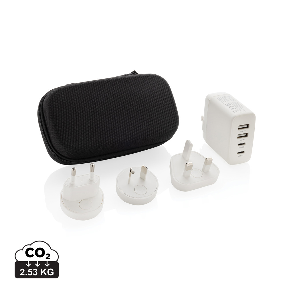 Cestovní nabíječka TravelCharge Pro s USB C z RCS plastu Bílá, Černá