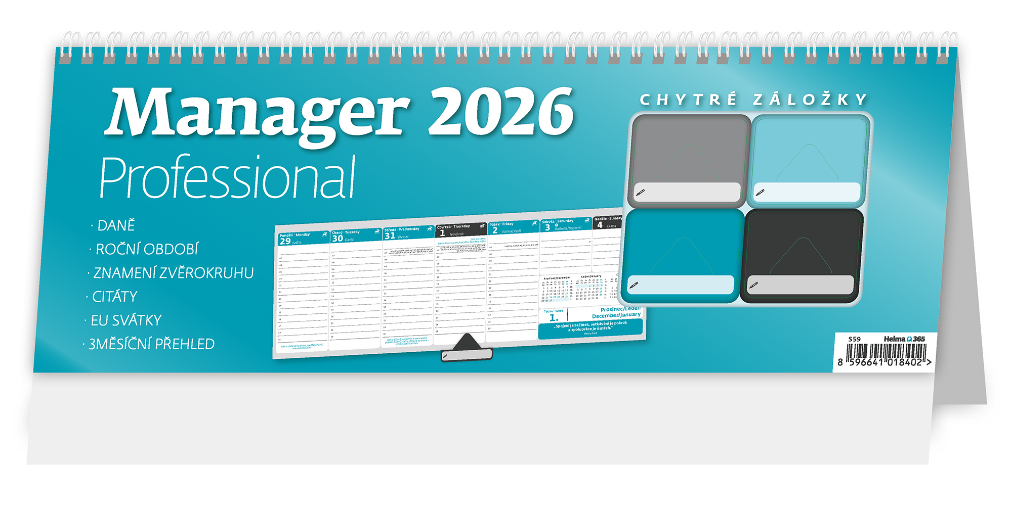 Stolní plánovací kalendář Manager Professional 2026
