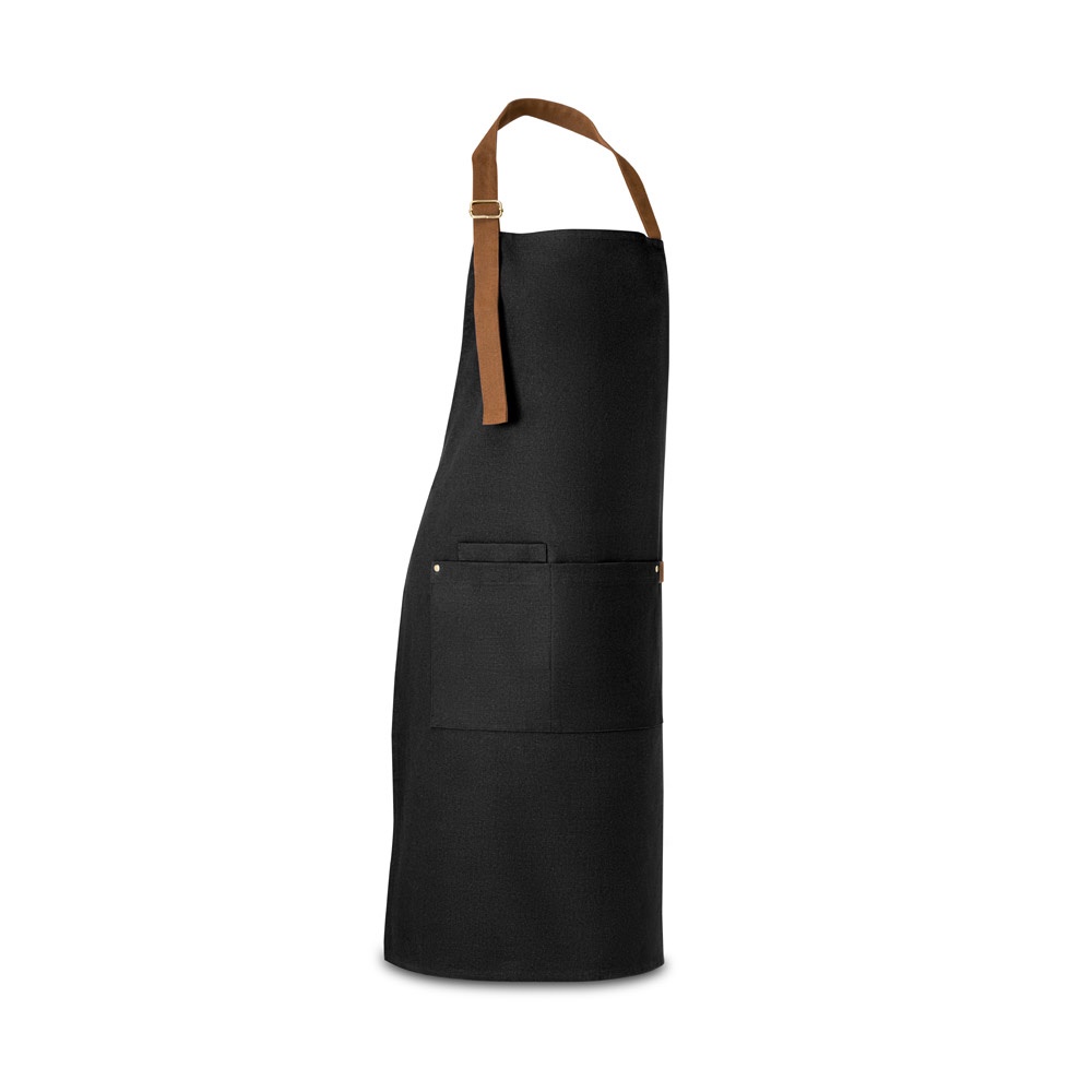 VESPER. Zástěra ze 100% bavlněného plátna (300 g/m²) s kovovými detaily