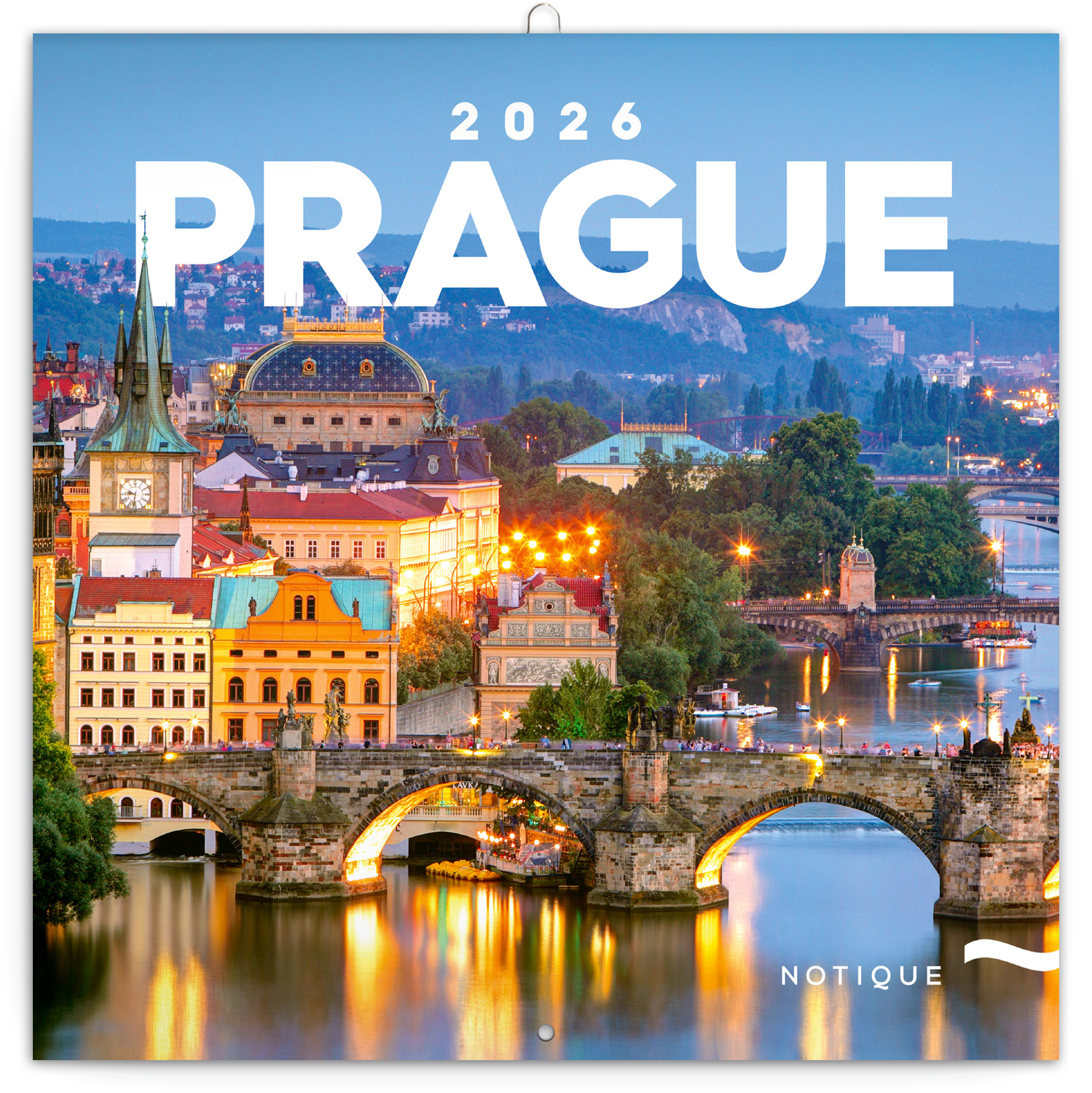 Poznámkový kalendář Praha 2026, 30x30 cm
