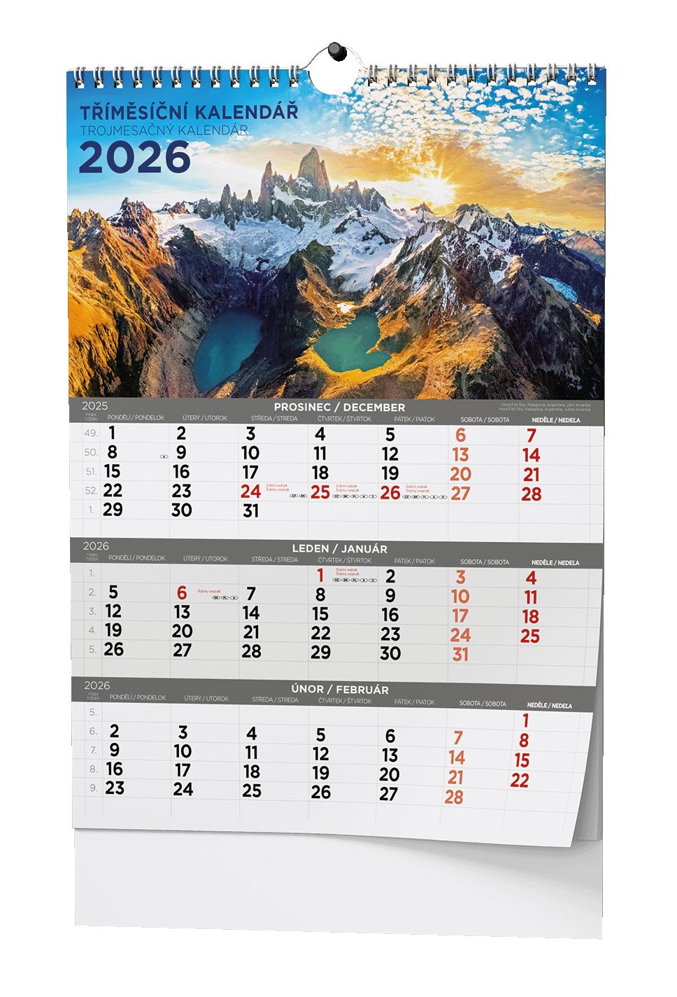 Nástěnný kalendář Tříměsíční obrázkový Nástěnný kalendář Tříměsíční obrázkový