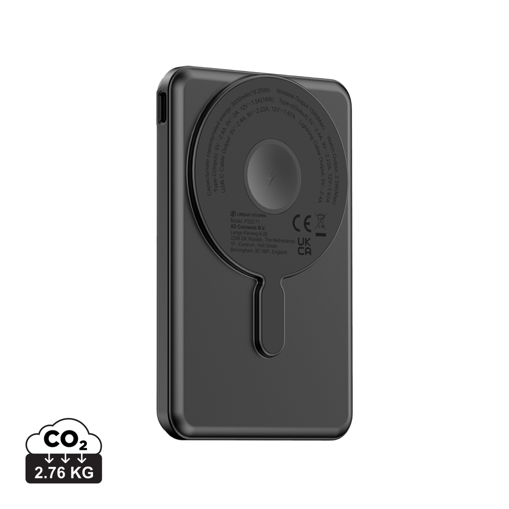 Magnetická powerbanka Urban Vitamin Redwood 5v1 5000mAh 20W Černá