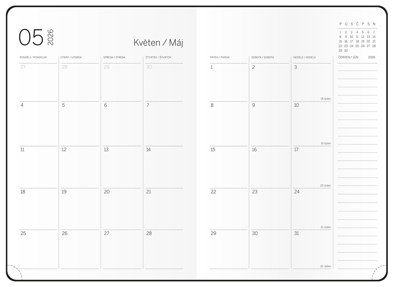 Měsíční diář s notesem DiNo, B5 - písková Měsíční diář s notesem DiNo, B5 - písková