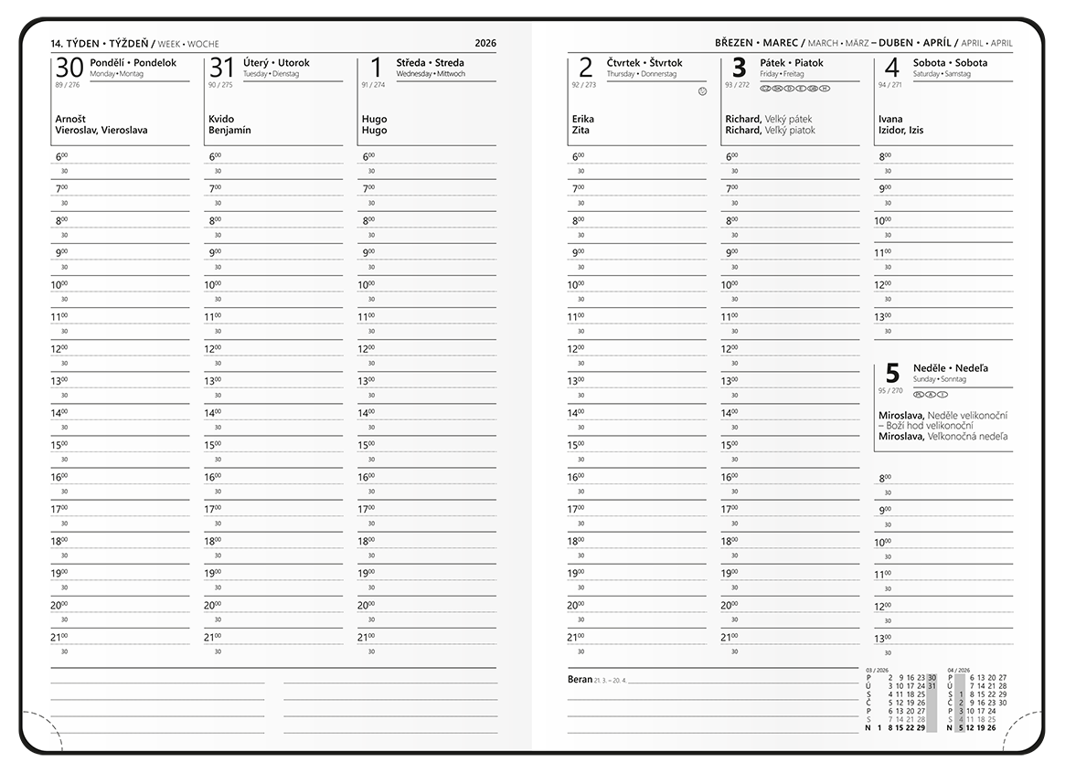 Týdenní diář Oskar Nora, A5 - modrá Týdenní diář Oskar Nora, A5 - modrá