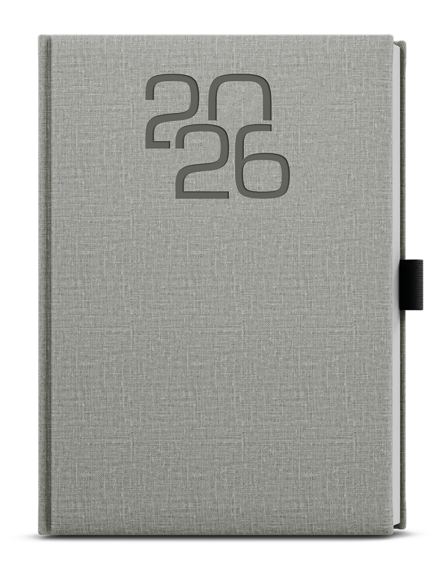 Denní diář David Fabric, A5 - šedá Denní diář David Fabric, A5 - šedá