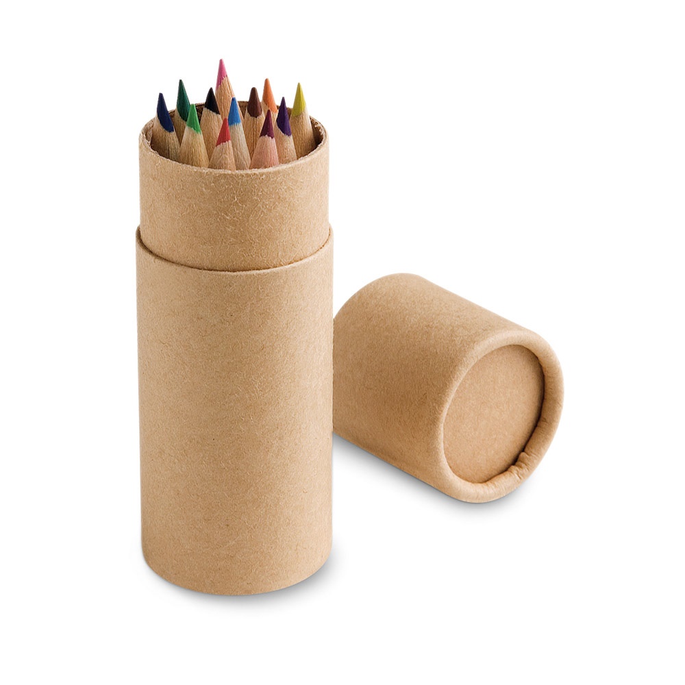 CYLINDER. Sada 12 pastelek v krabičce - přírodní