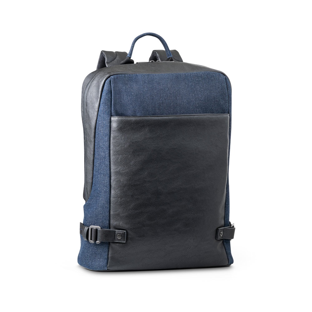 DIVERGENT BACKPACK I. Batoh na notebook do velikosti 15.6'' z džínoviny a PU - námořnická modrá