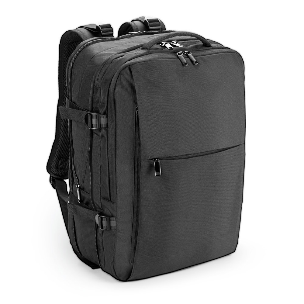 DALLAS. Cestovní batoh z recyklovaného 600D polyesteru s vysokou hustotou pro 17.3" notebook - černá