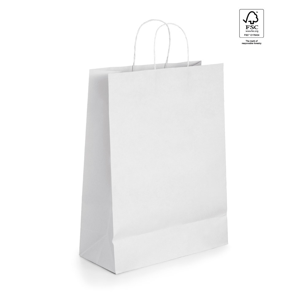 GRANT. Taška z kraftového papíru (100 g/m²) - bílá
