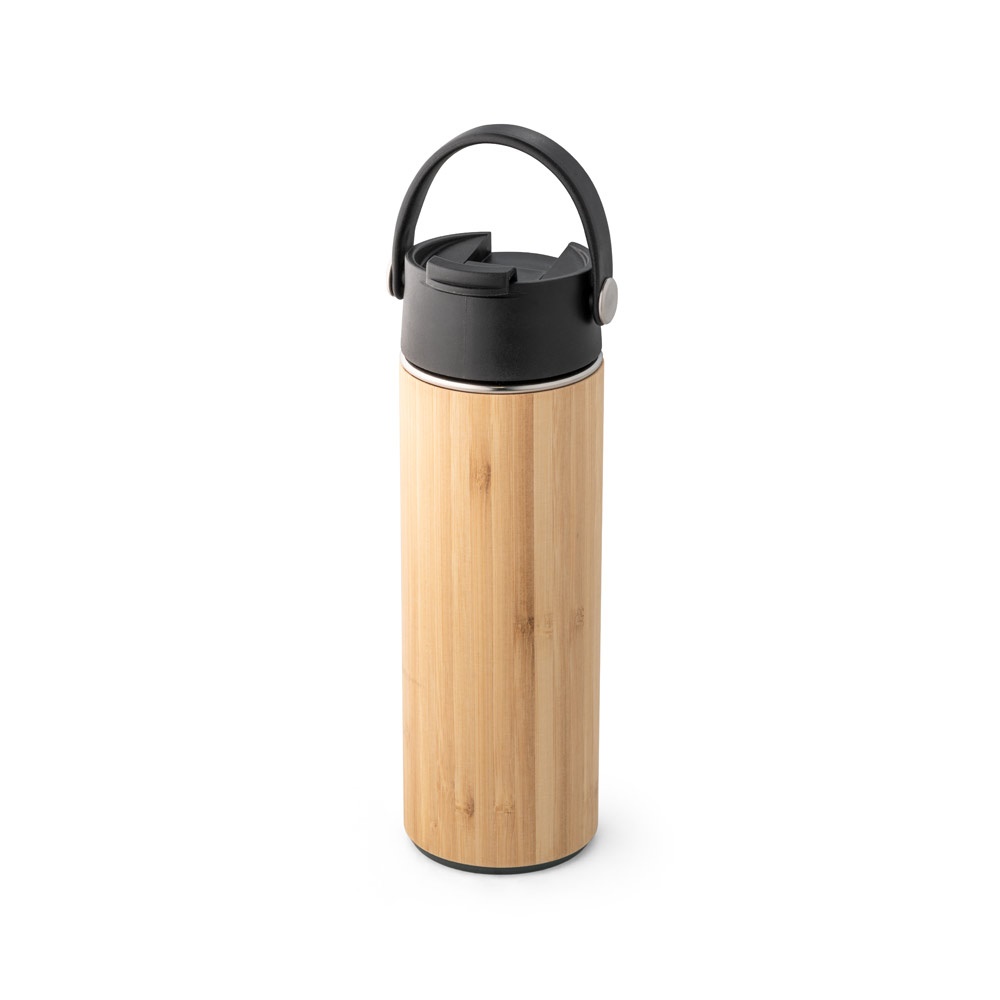 LAVER. Termoska z bambusu, nerezové oceli a PP 440 ml - černá