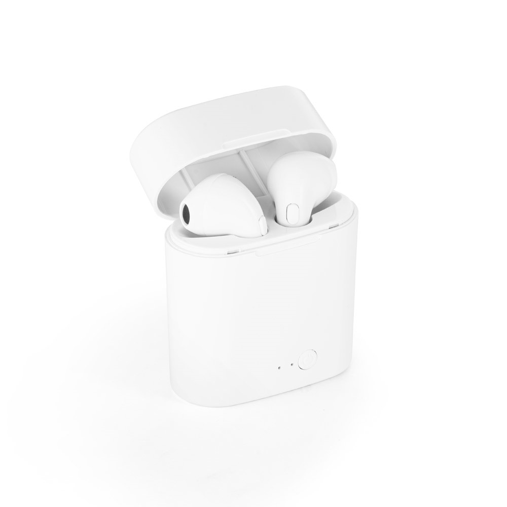 KLEBS. Bezdrátová sluchátka ABS True Wireless s mikrofonem - bílá