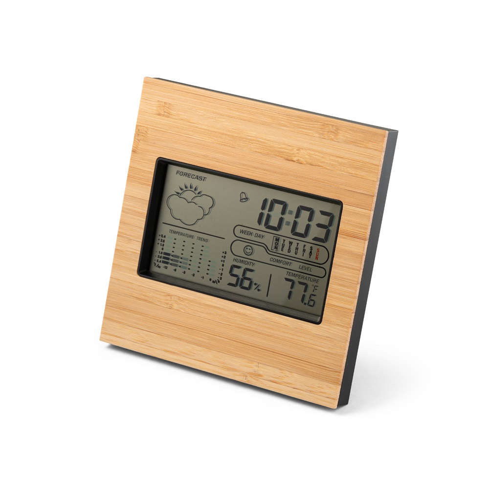 BROMLEY. Stolní meteostanice s LCD obrazovkou z ABS a bambusu - černá