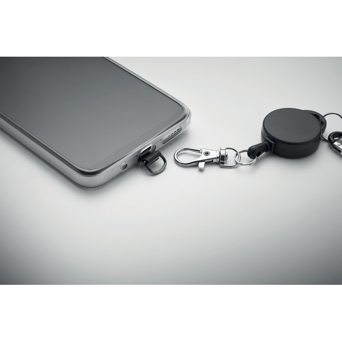 Samonavíjecí klip k telefonu RETRO Černá