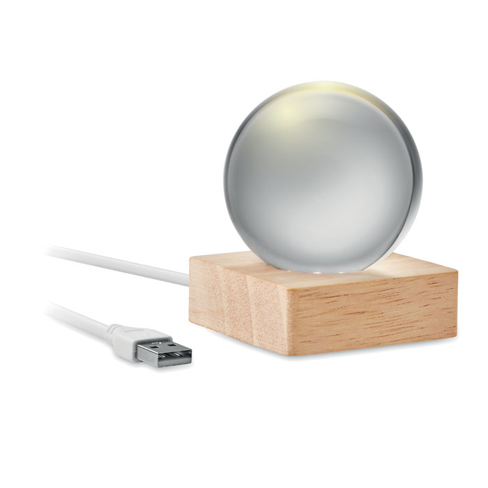 Skleněná koule s LED LIGHT Dřevo