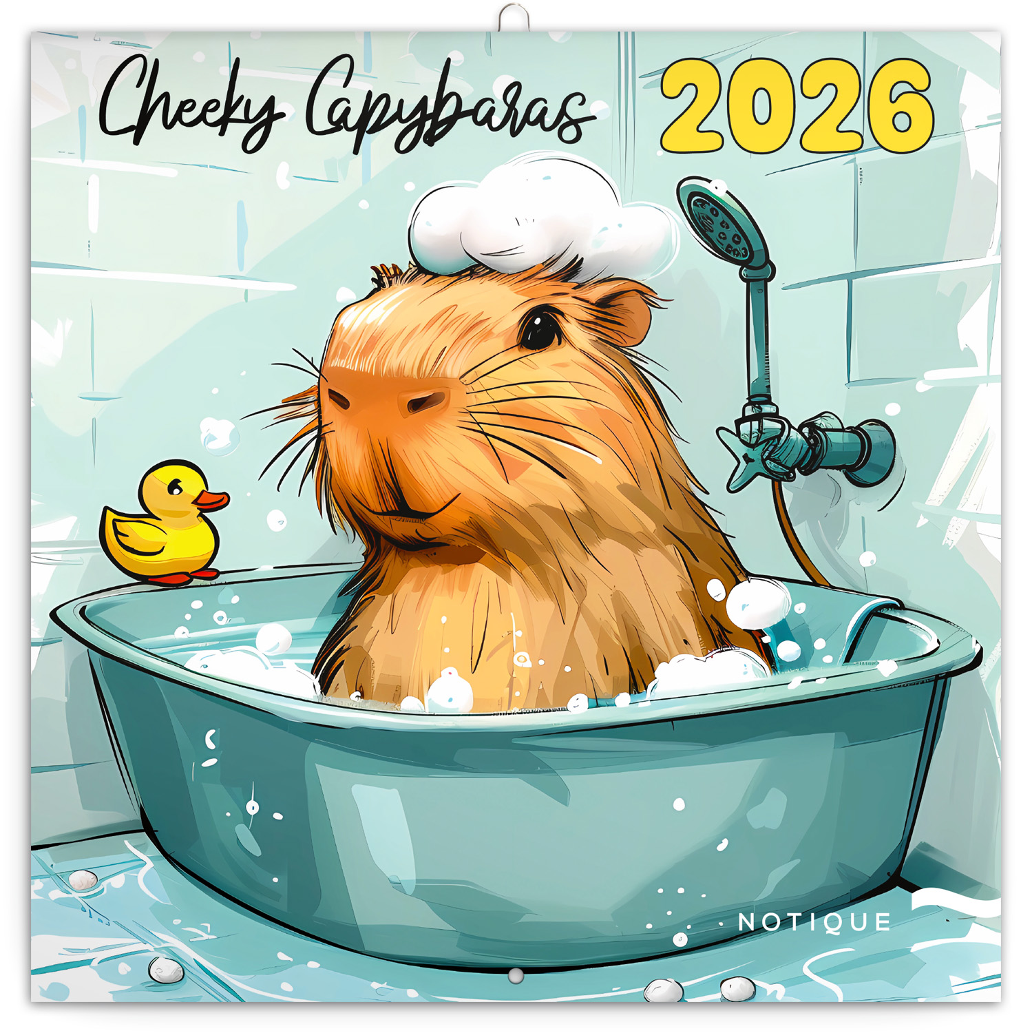 Nástěnný poznámkový kalendář Rozverné kapybary 2026, 30x30 cm - východní